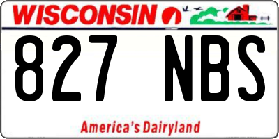 WI license plate 827NBS