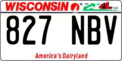 WI license plate 827NBV