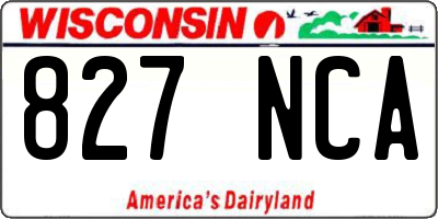 WI license plate 827NCA