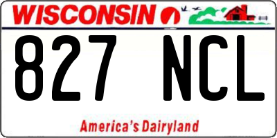 WI license plate 827NCL