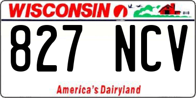 WI license plate 827NCV