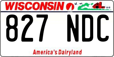WI license plate 827NDC