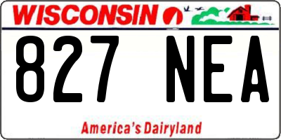 WI license plate 827NEA