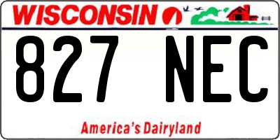 WI license plate 827NEC