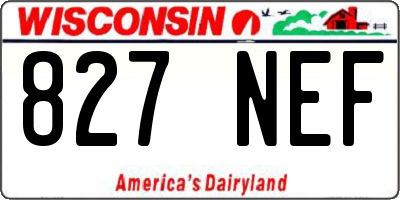 WI license plate 827NEF
