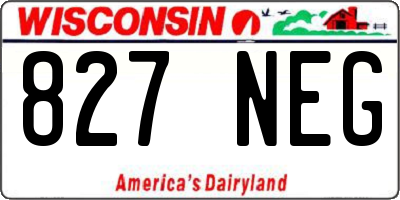 WI license plate 827NEG