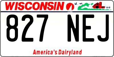 WI license plate 827NEJ