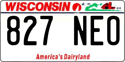 WI license plate 827NEO