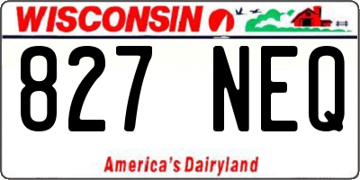 WI license plate 827NEQ