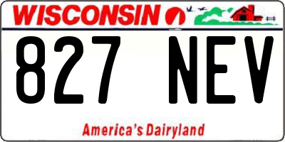 WI license plate 827NEV