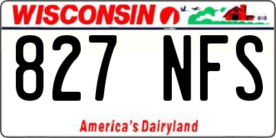 WI license plate 827NFS