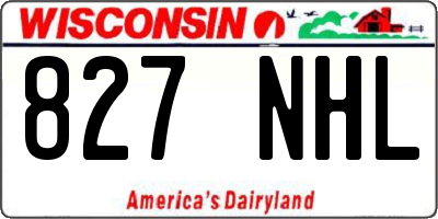 WI license plate 827NHL