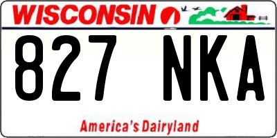 WI license plate 827NKA