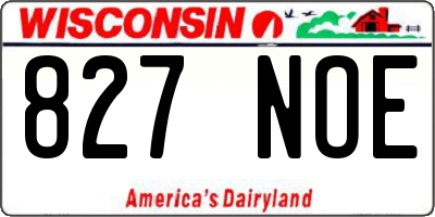 WI license plate 827NOE