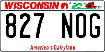 WI license plate 827NOG