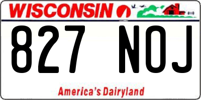 WI license plate 827NOJ
