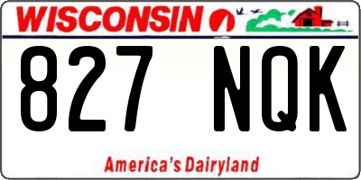WI license plate 827NQK
