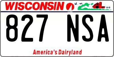 WI license plate 827NSA