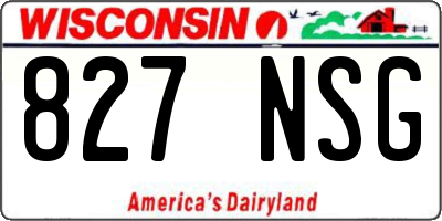 WI license plate 827NSG