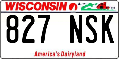 WI license plate 827NSK