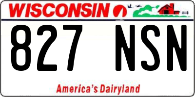 WI license plate 827NSN