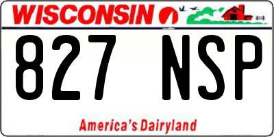 WI license plate 827NSP