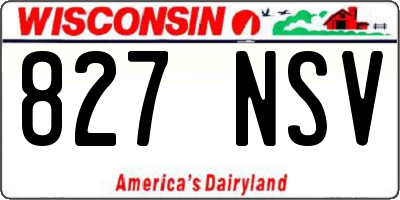 WI license plate 827NSV