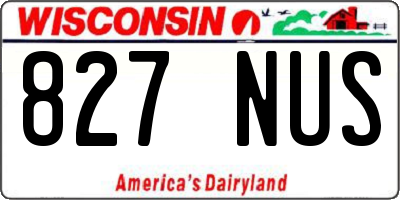 WI license plate 827NUS