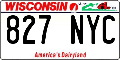WI license plate 827NYC