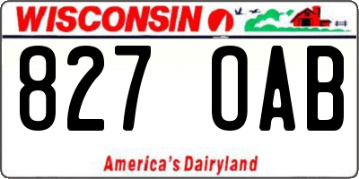 WI license plate 827OAB