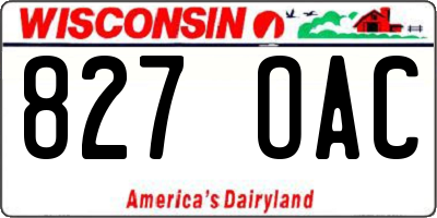 WI license plate 827OAC
