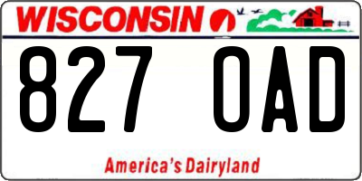 WI license plate 827OAD