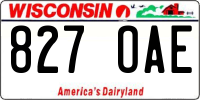 WI license plate 827OAE