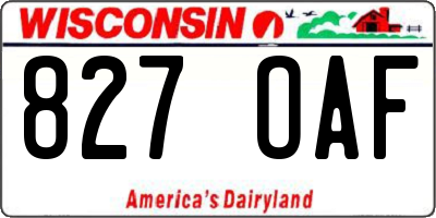 WI license plate 827OAF