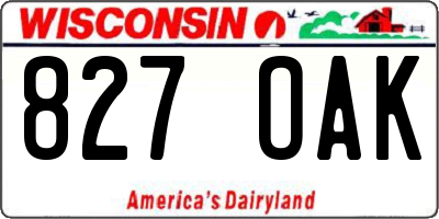 WI license plate 827OAK