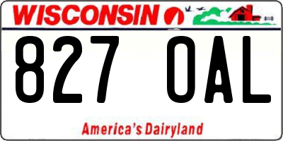 WI license plate 827OAL