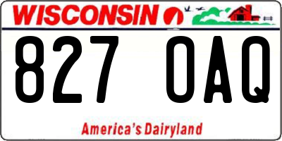 WI license plate 827OAQ