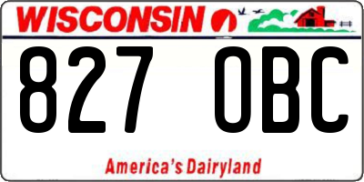 WI license plate 827OBC