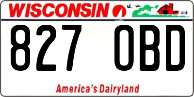 WI license plate 827OBD