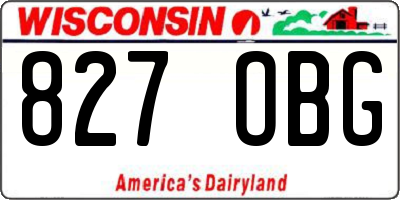 WI license plate 827OBG