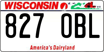 WI license plate 827OBL