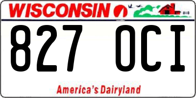 WI license plate 827OCI