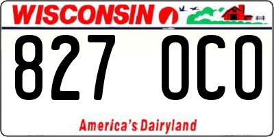 WI license plate 827OCO
