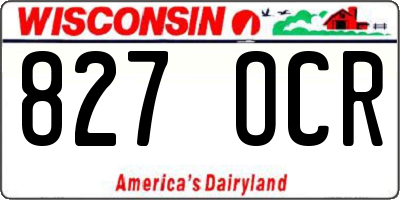 WI license plate 827OCR
