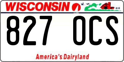 WI license plate 827OCS