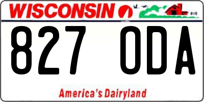WI license plate 827ODA
