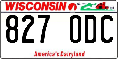 WI license plate 827ODC