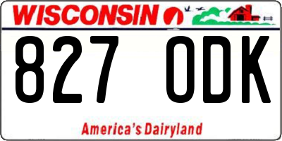 WI license plate 827ODK