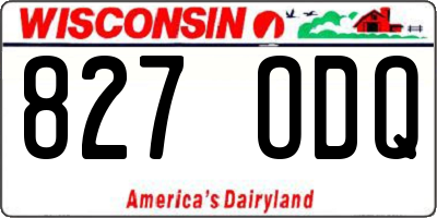 WI license plate 827ODQ