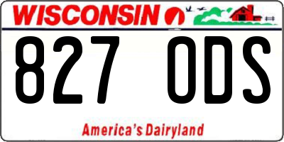 WI license plate 827ODS
